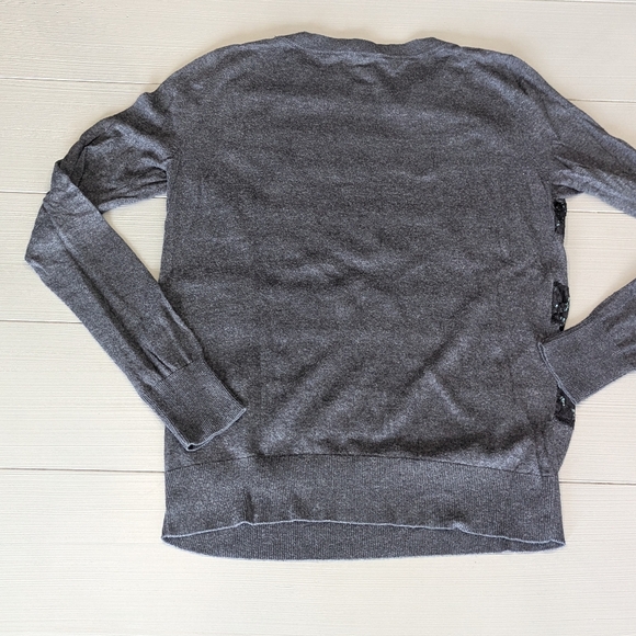 Halogen Women's Grey/Blue Lace Striped Crewneck Sweater Size Small S - Picture 5 of 6